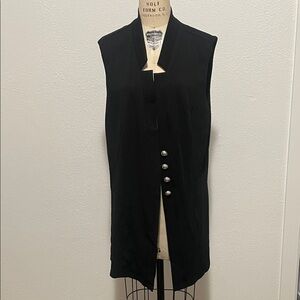 Black Sleeveless Vest with Silver Buttons